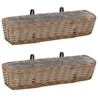 Balcony planters 2 pcs 80 cm wicker with PE lining