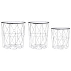 Salontafels set 3 stuks wit Ø39/34/29 cm