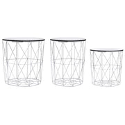 Salontafels set 3 stuks wit Ø39/34/29 cm