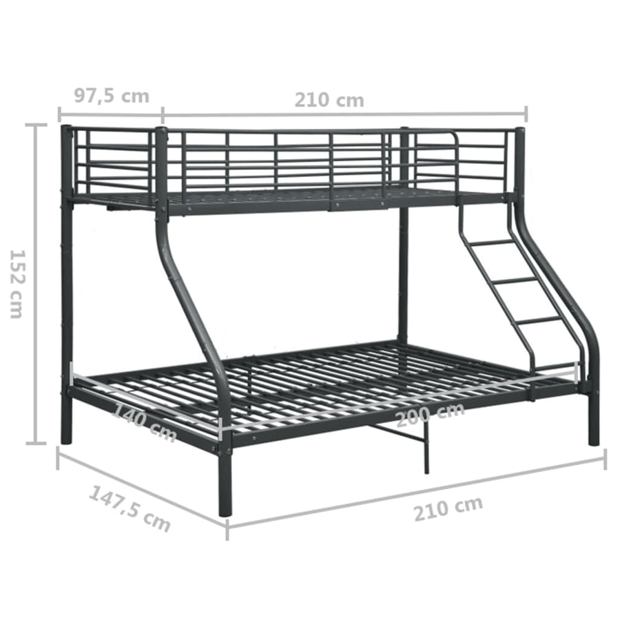 Stapelbedframe Metaal 140X200 Cm/90X200 Cm Zwart