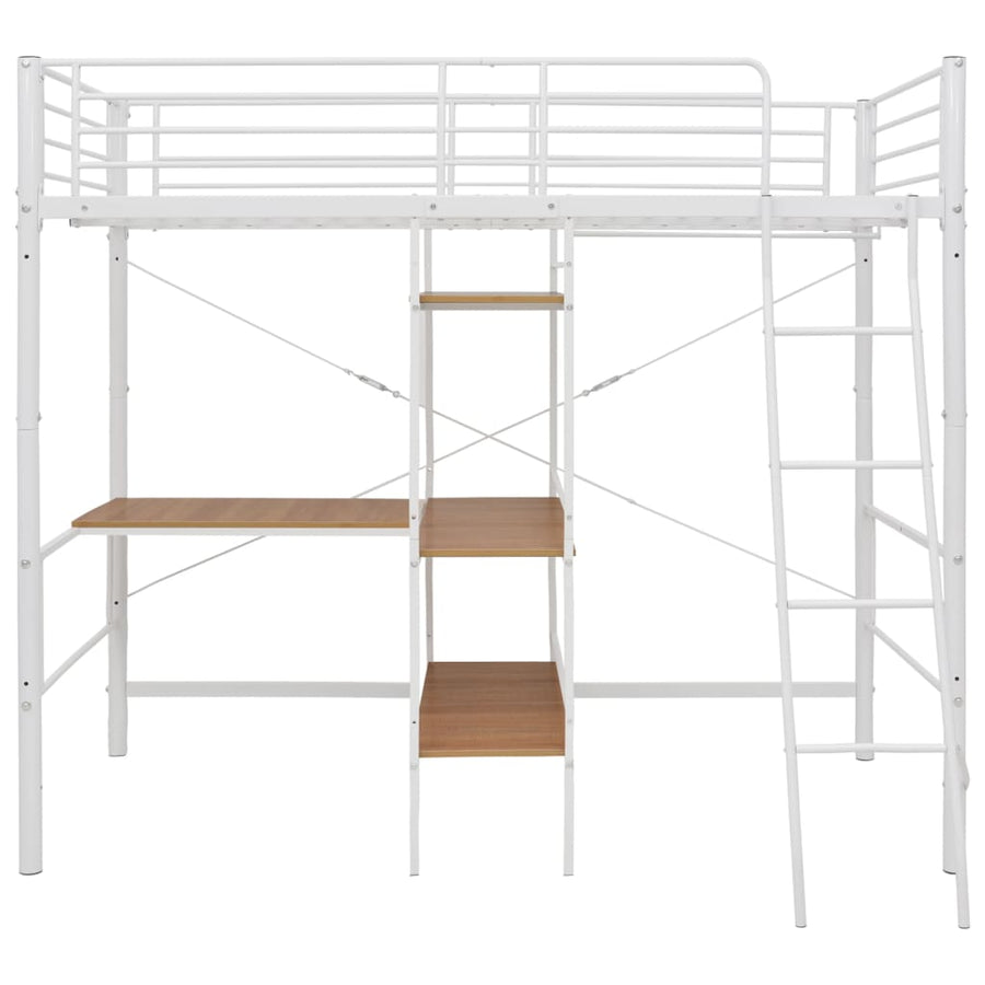 Stapelbedframe Met Tafel Metaal Wit