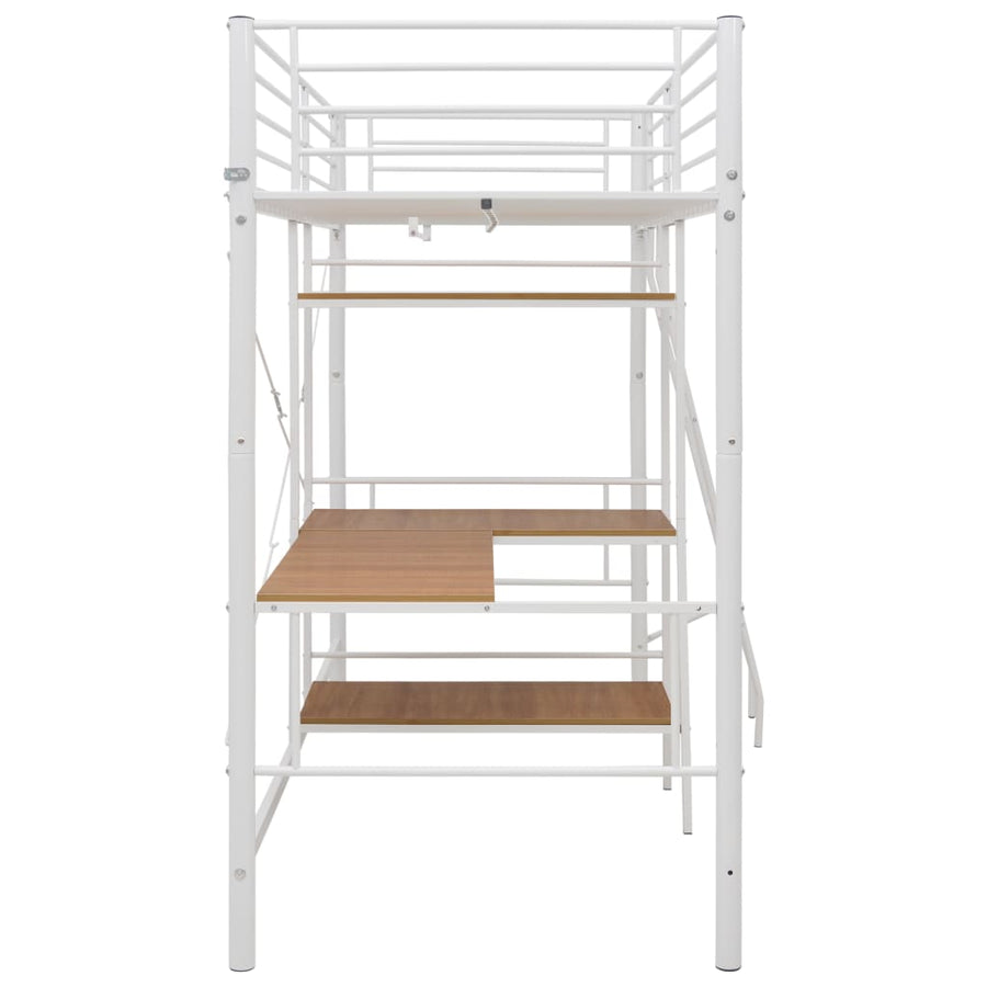 Stapelbedframe Met Tafel Metaal Wit