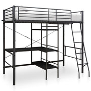 Stapelbedframe metaal zwart 90x200 cm met tafel