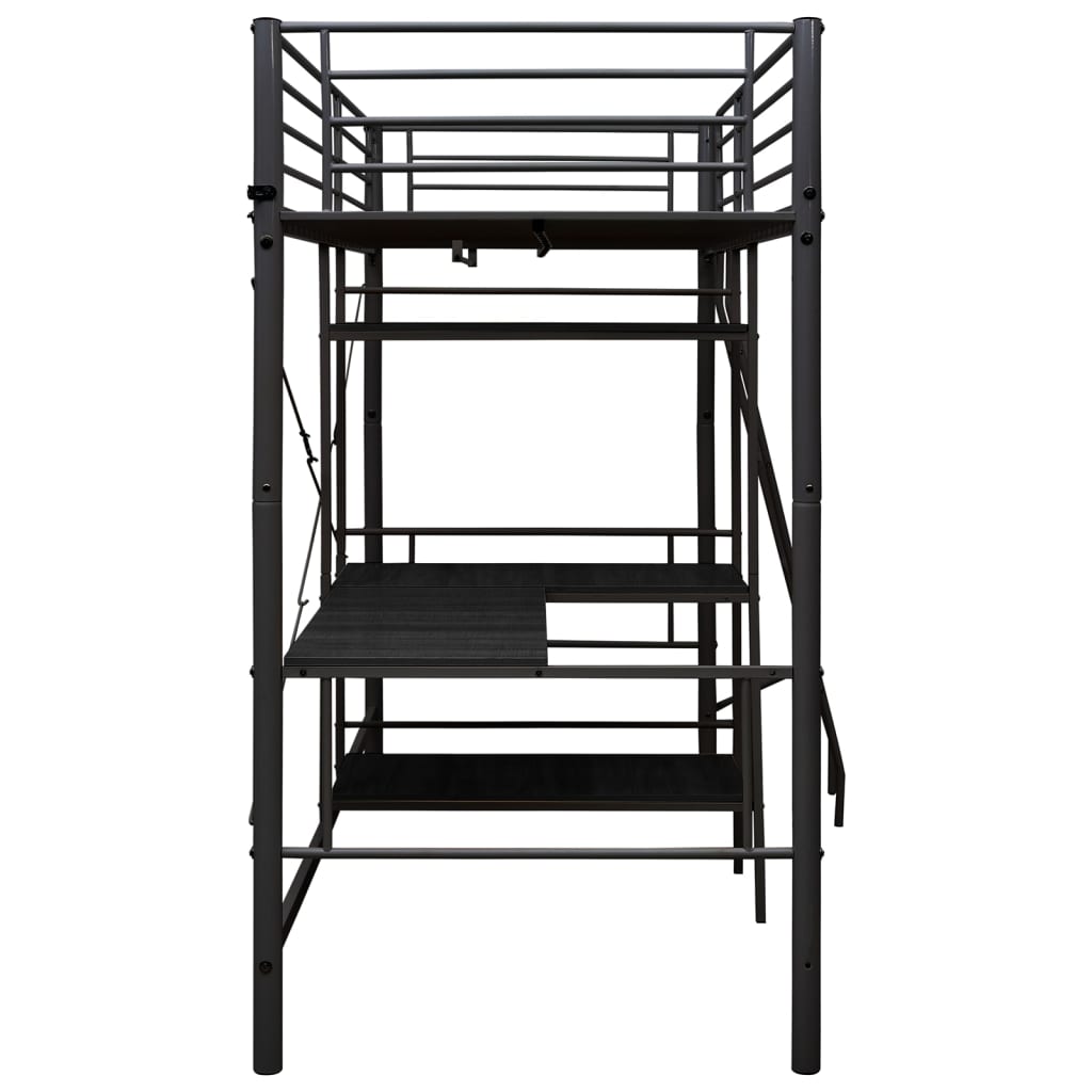 Stapelbedframe Met Tafel Metaal Zwart