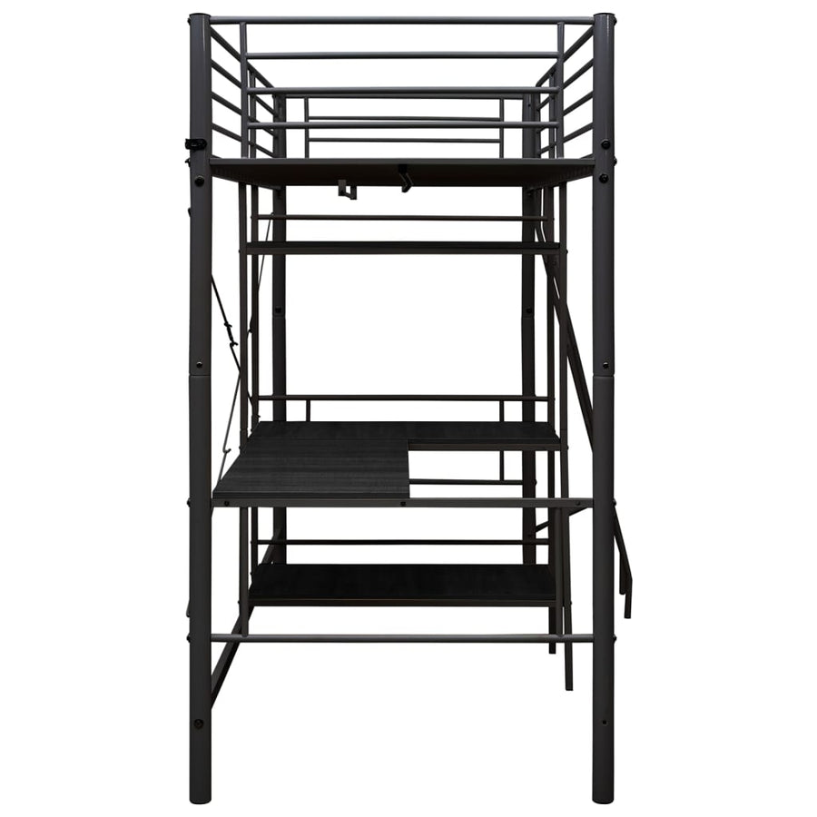 Stapelbedframe Met Tafel Metaal Zwart