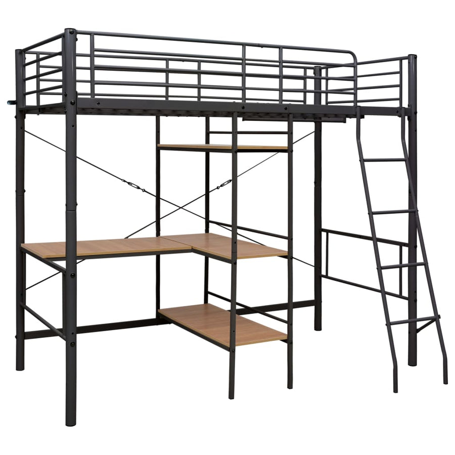 Stapelbedframe Met Tafel Metaal Grijs