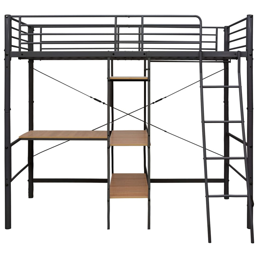 Stapelbedframe Met Tafel Metaal Grijs