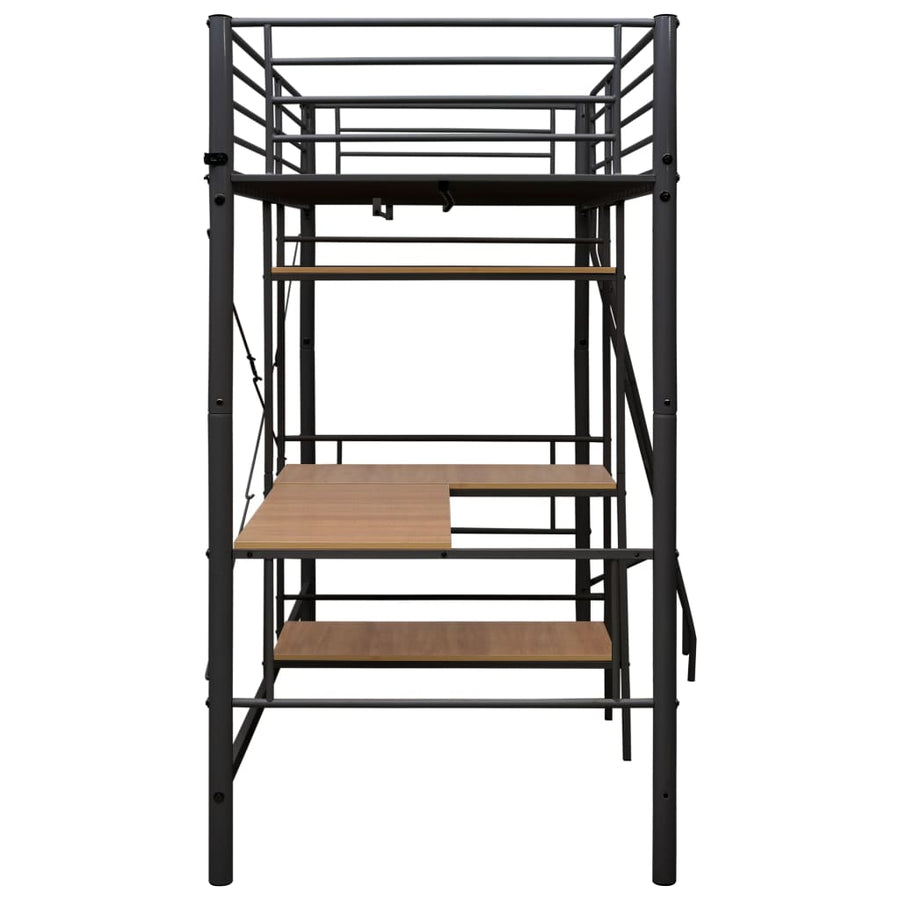 Stapelbedframe Met Tafel Metaal Grijs