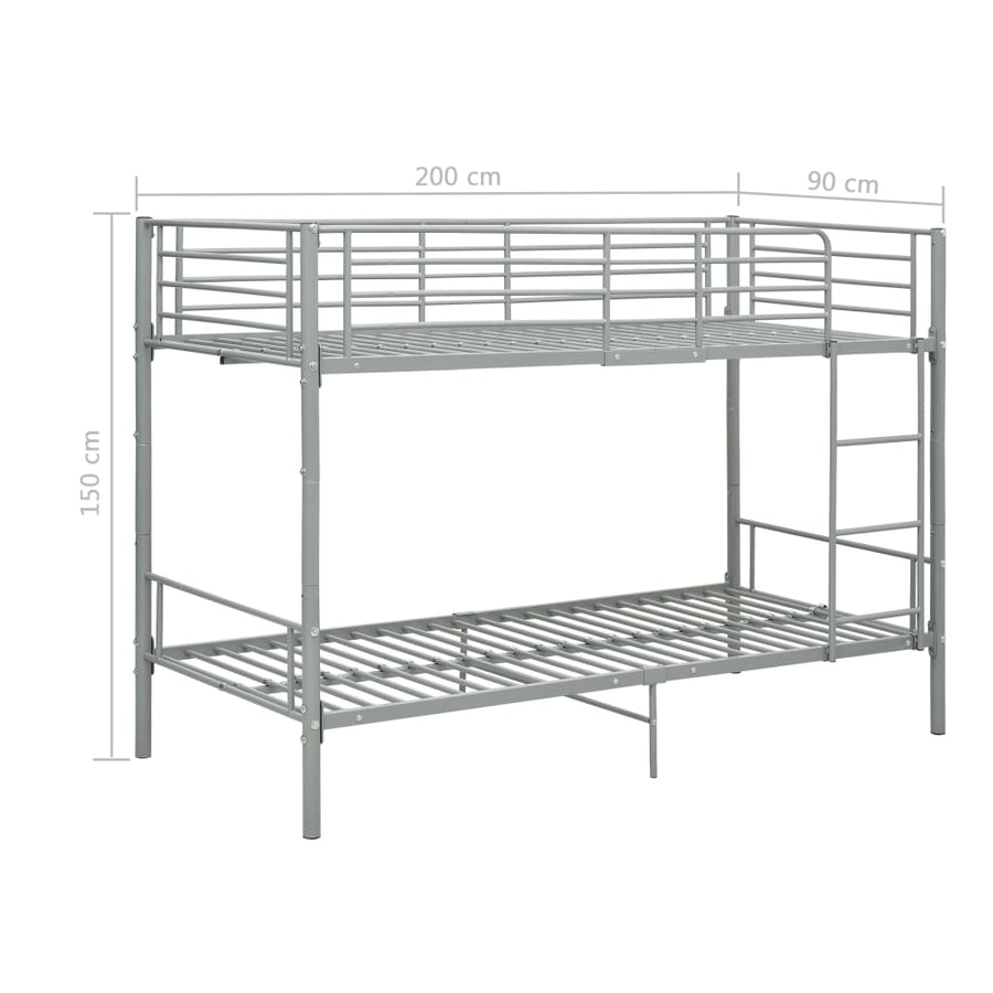 Stapelbed Metaal 90X200 Cm Grijs