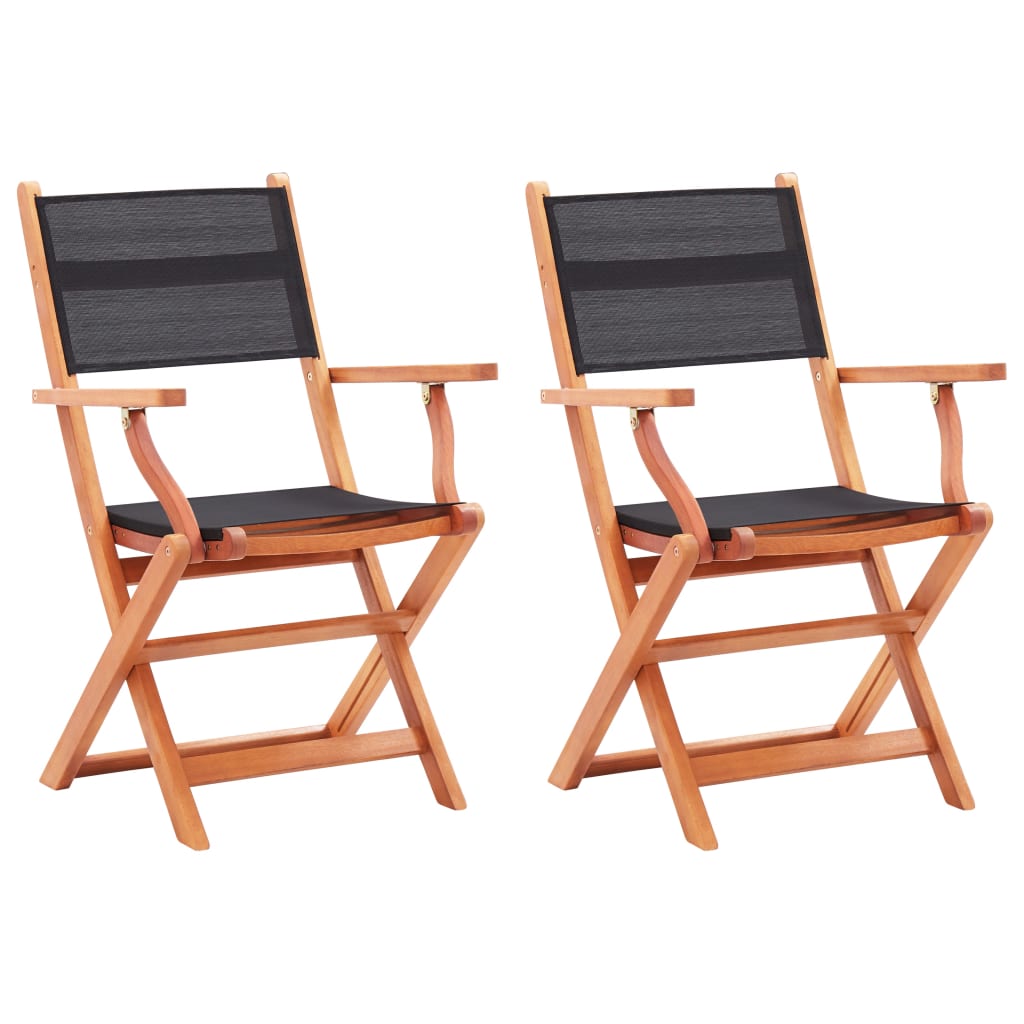 Tuinstoelen Inklapbaar Eucalyptushout En Textileen 2 Zwart