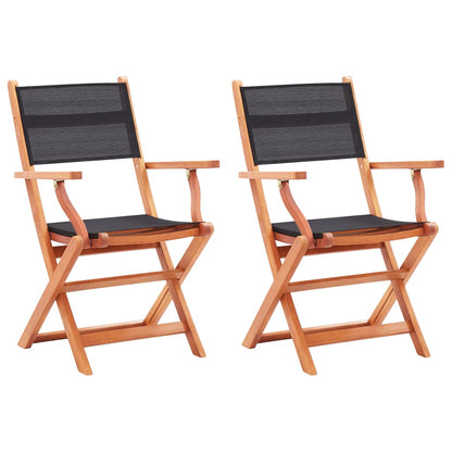 Tuinstoelen Inklapbaar Eucalyptushout En Textileen 2 Zwart