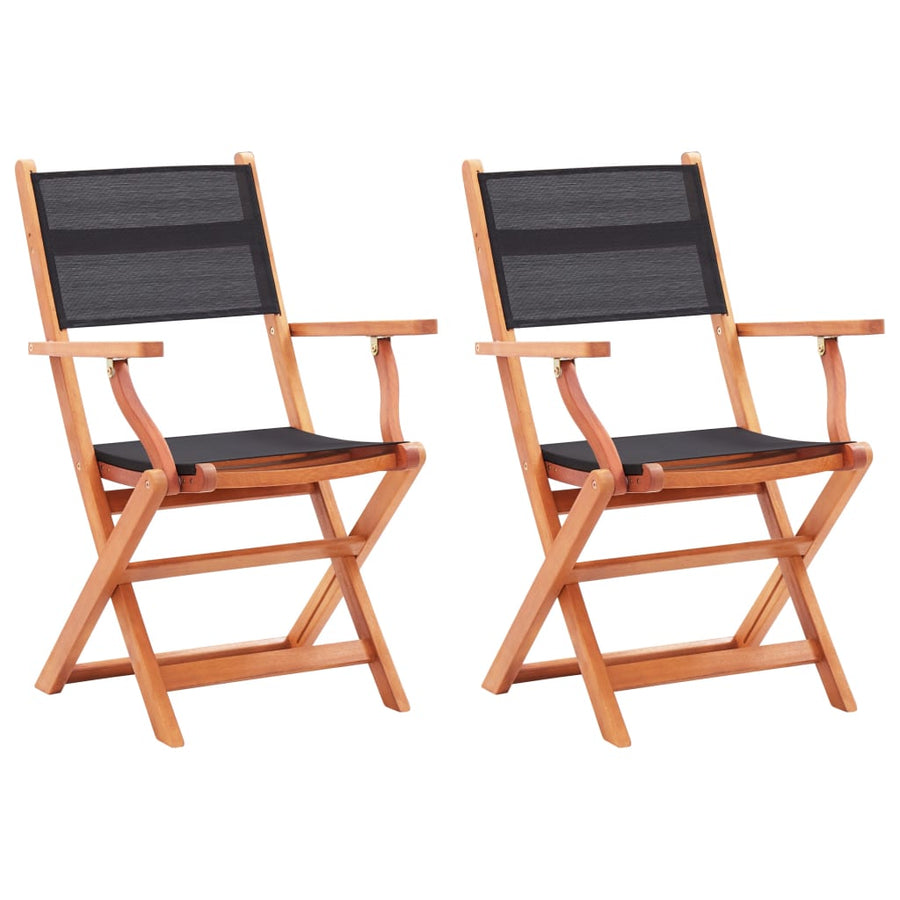 Tuinstoelen Inklapbaar Eucalyptushout En Textileen 2 Zwart