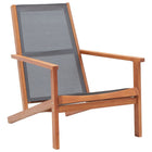 Lounge chair solid eucalyptus wood and textilene grey