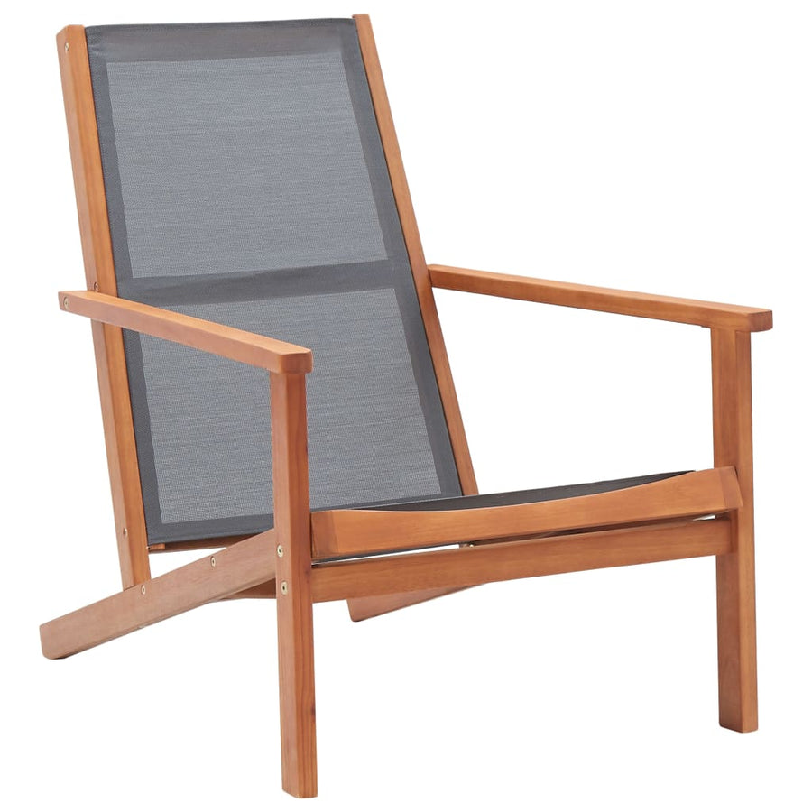Loungestoel Massief Eucalyptushout En Textileen Grijs Zonder voetensteun