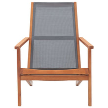 Loungestoel Massief Eucalyptushout En Textileen Grijs Zonder voetensteun