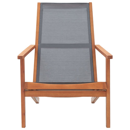 Loungestoel Massief Eucalyptushout En Textileen Grijs Zonder voetensteun