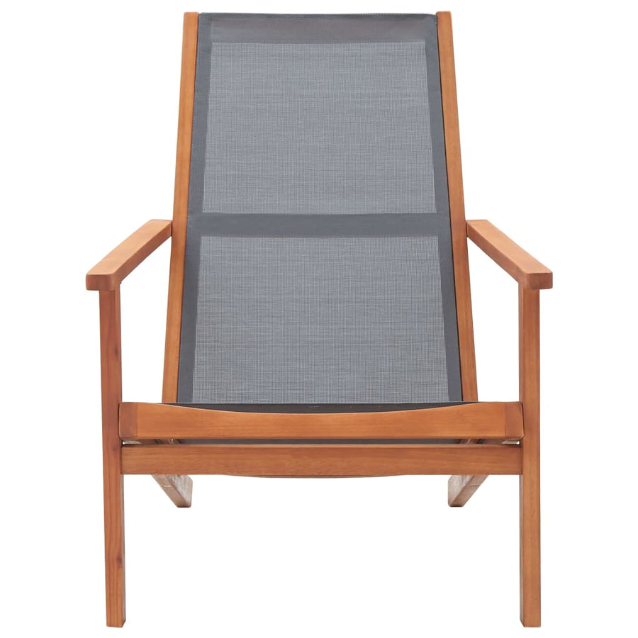Loungestoel Massief Eucalyptushout En Textileen Grijs Zonder voetensteun