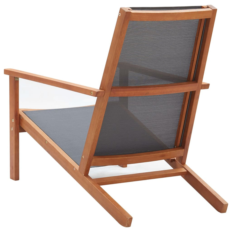 Loungestoel Massief Eucalyptushout En Textileen Grijs Zonder voetensteun