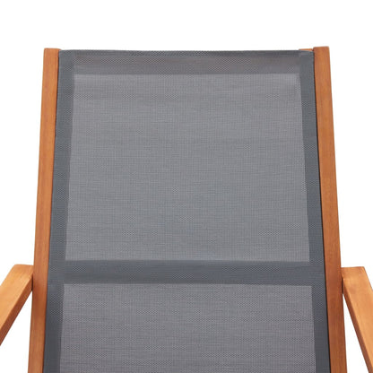 Loungestoel Massief Eucalyptushout En Textileen Grijs Zonder voetensteun