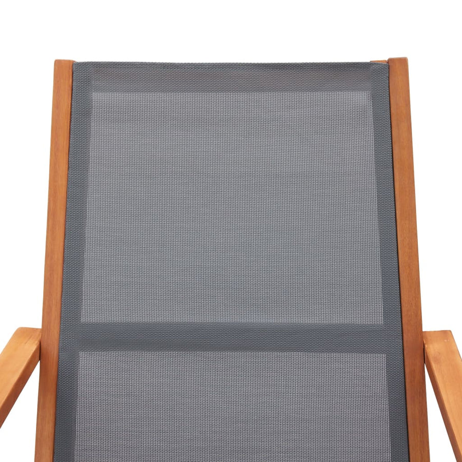 Loungestoel Massief Eucalyptushout En Textileen Grijs Zonder voetensteun