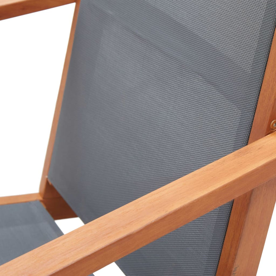 Loungestoel Massief Eucalyptushout En Textileen Grijs Zonder voetensteun