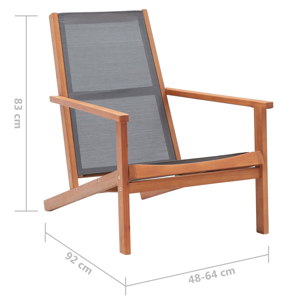 Loungestoel Massief Eucalyptushout En Textileen Grijs Zonder voetensteun