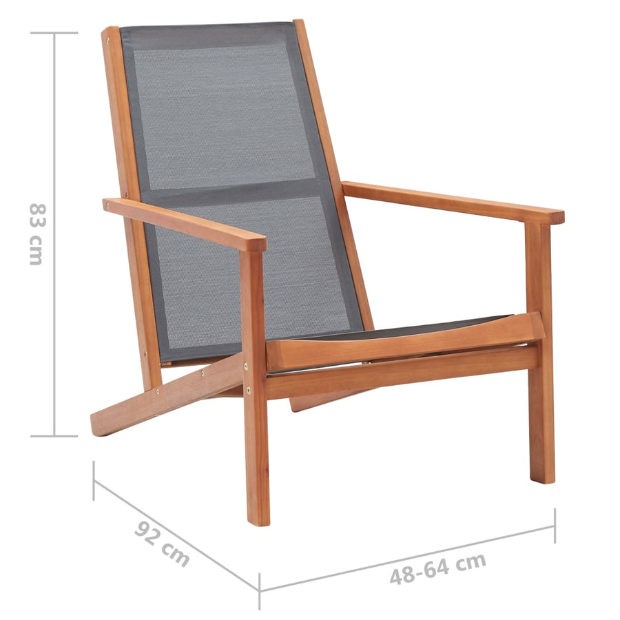 Loungestoel Massief Eucalyptushout En Textileen Grijs Zonder voetensteun
