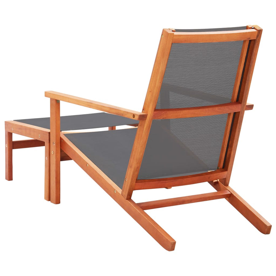 Tuinstoel Eucalyptushout En Textileen Grijs Met voetensteun