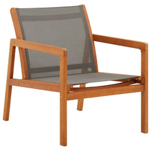 Loungestoel Massief Eucalyptushout En Textileen Grijs Zonder voetensteun