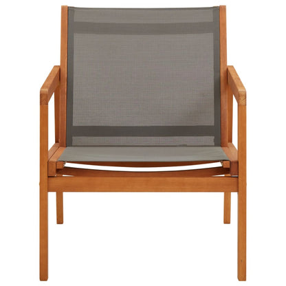 Loungestoel Massief Eucalyptushout En Textileen Grijs Zonder voetensteun