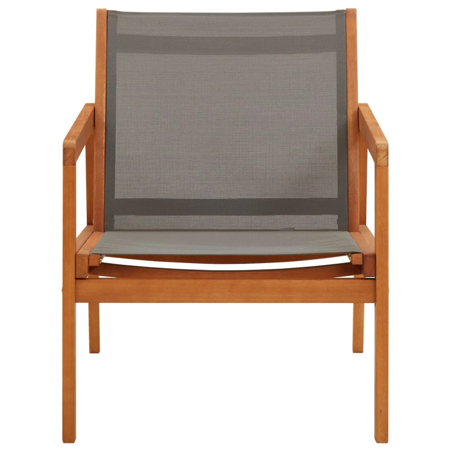 Loungestoel Massief Eucalyptushout En Textileen Grijs Zonder voetensteun