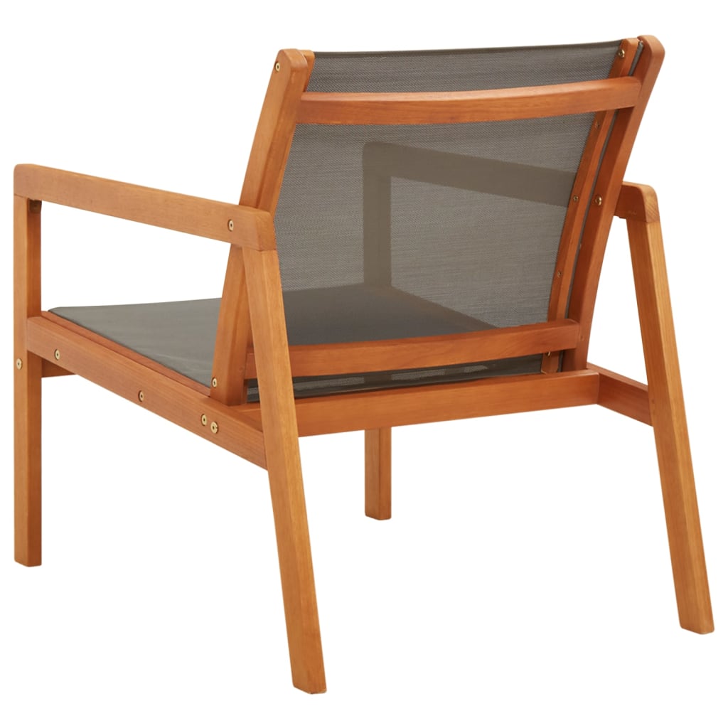 Loungestoel Massief Eucalyptushout En Textileen Grijs Zonder voetensteun
