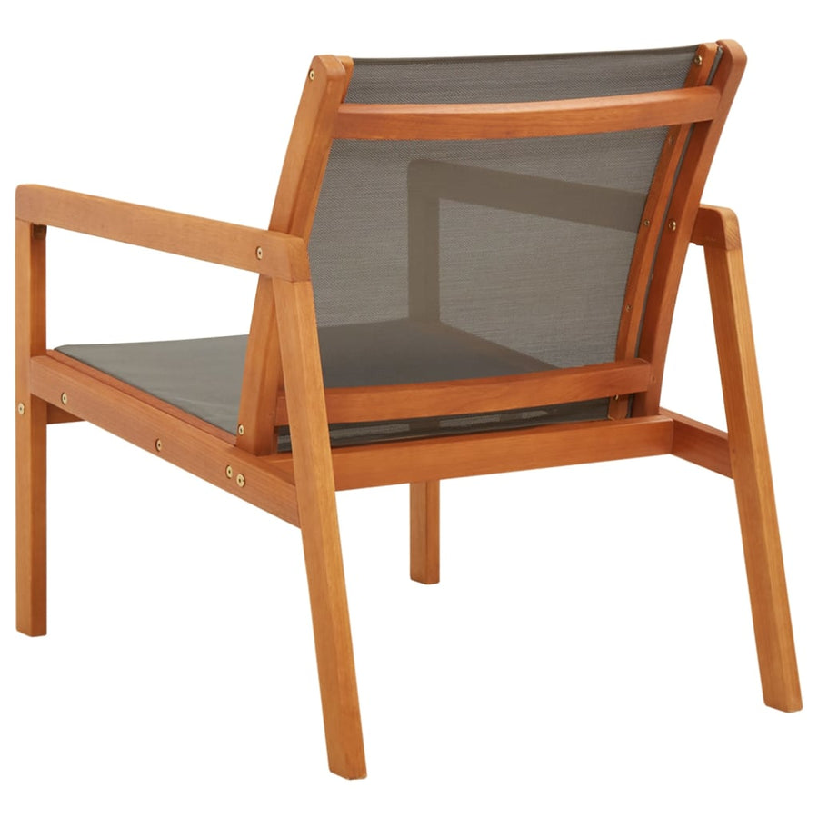Loungestoel Massief Eucalyptushout En Textileen Grijs Zonder voetensteun