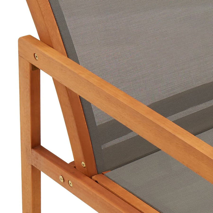 Loungestoel Massief Eucalyptushout En Textileen Grijs Zonder voetensteun