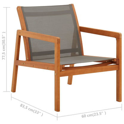Loungestoel Massief Eucalyptushout En Textileen Grijs Zonder voetensteun