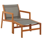 Garden chair with footrest eucalyptus wood and textilene grey