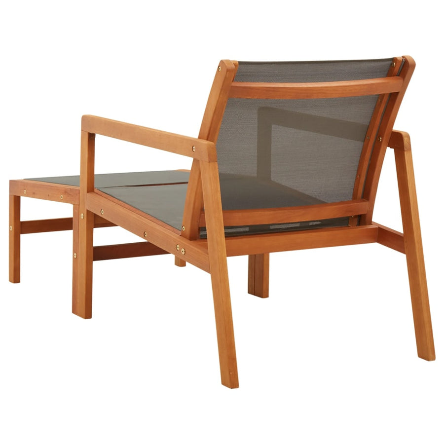 Tuinstoel Eucalyptushout En Textileen Grijs Met voetensteun