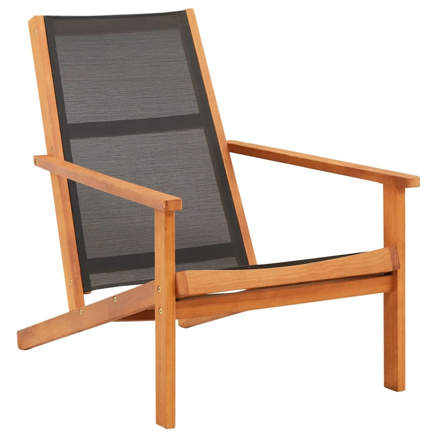 Loungestoel Massief Eucalyptushout En Textileen Zwart Zonder voetensteun