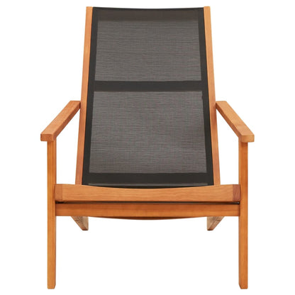 Loungestoel Massief Eucalyptushout En Textileen Zwart Zonder voetensteun