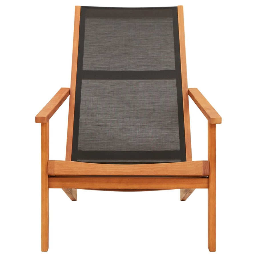 Loungestoel Massief Eucalyptushout En Textileen Zwart Zonder voetensteun