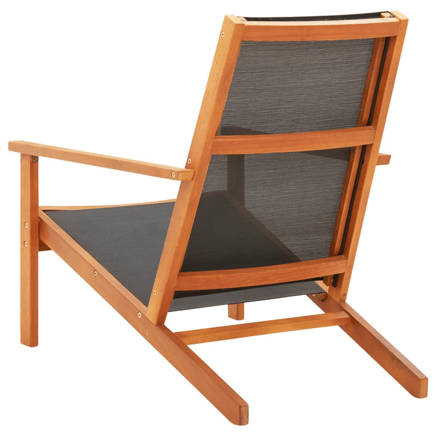 Loungestoel Massief Eucalyptushout En Textileen Zwart Zonder voetensteun