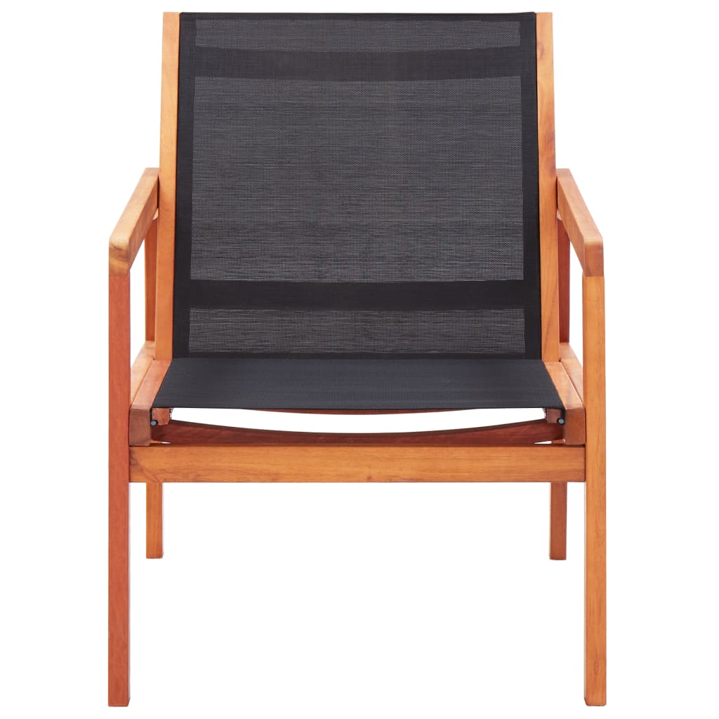 Loungestoel Massief Eucalyptushout En Textileen Zwart Zonder voetensteun