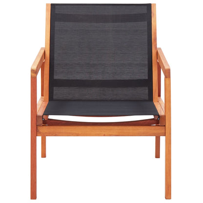 Loungestoel Massief Eucalyptushout En Textileen Zwart Zonder voetensteun
