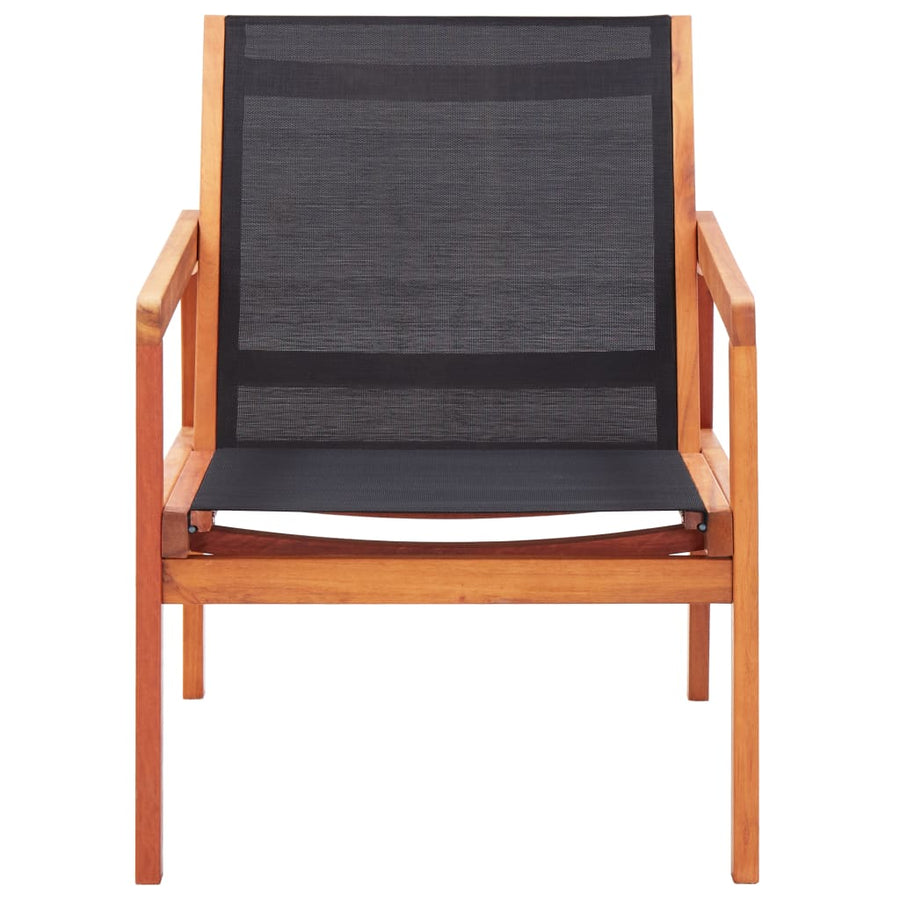 Loungestoel Massief Eucalyptushout En Textileen Zwart Zonder voetensteun