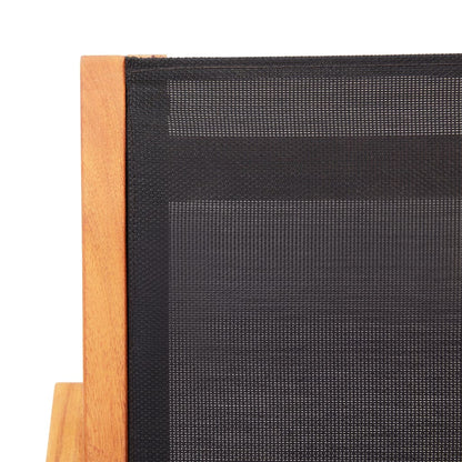 Loungestoel Massief Eucalyptushout En Textileen Zwart Zonder voetensteun
