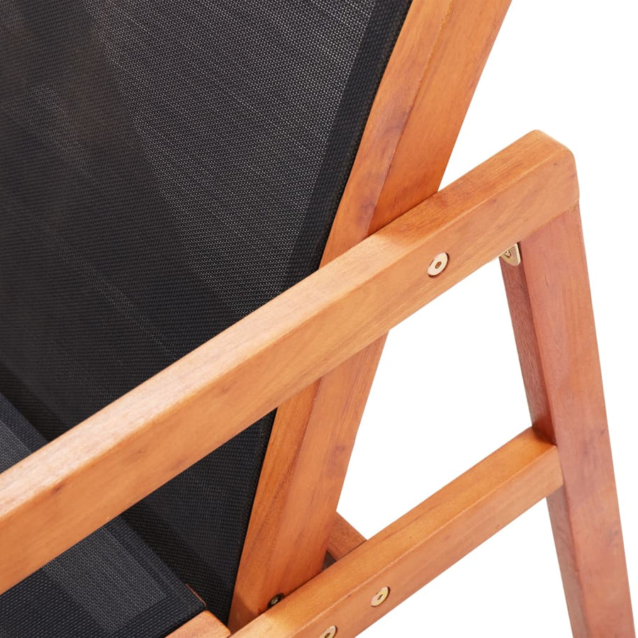 Loungestoel Massief Eucalyptushout En Textileen Zwart Zonder voetensteun