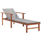 Sun lounger poly rattan and solid acacia wood grey