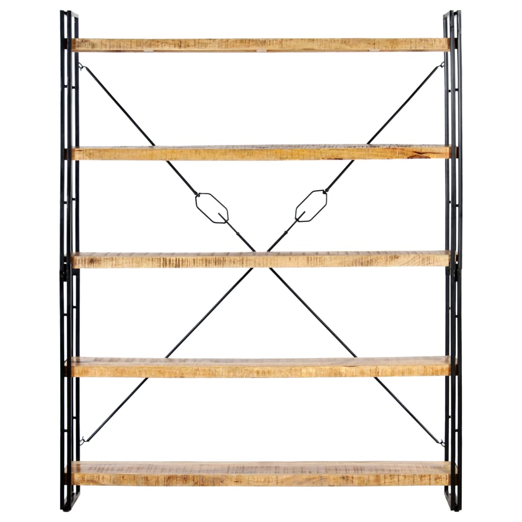 Boekenkast Met 5 Schappen 140X30X180 Cm Massief Mangohout 140 x 30 x 180 cm Bruin