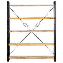 Boekenkast Met 5 Schappen 140X30X180 Cm Massief Mangohout 140 x 30 x 180 cm Bruin