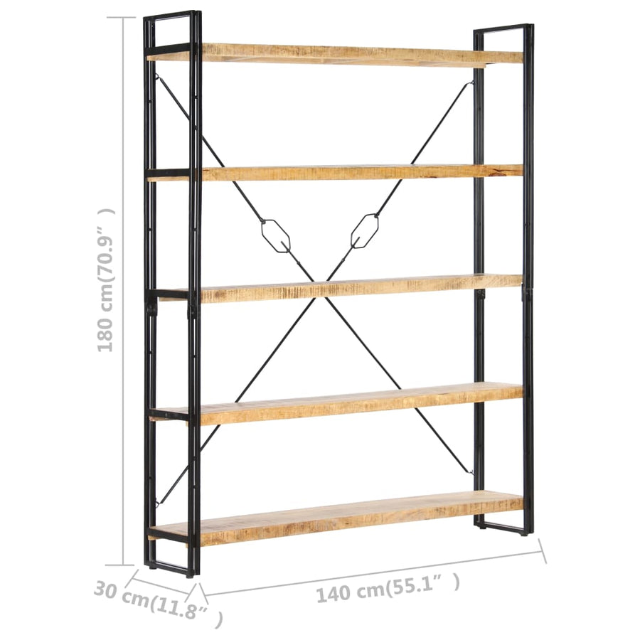 Boekenkast Met 5 Schappen 140X30X180 Cm Massief Mangohout 140 x 30 x 180 cm Bruin